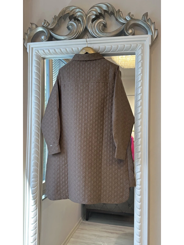 İNVEE Başak Desenli Kapitone Ceket - Tarçın