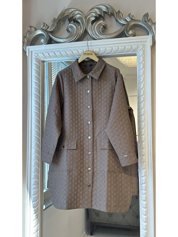 İNVEE Başak Desenli Kapitone Ceket - Tarçın