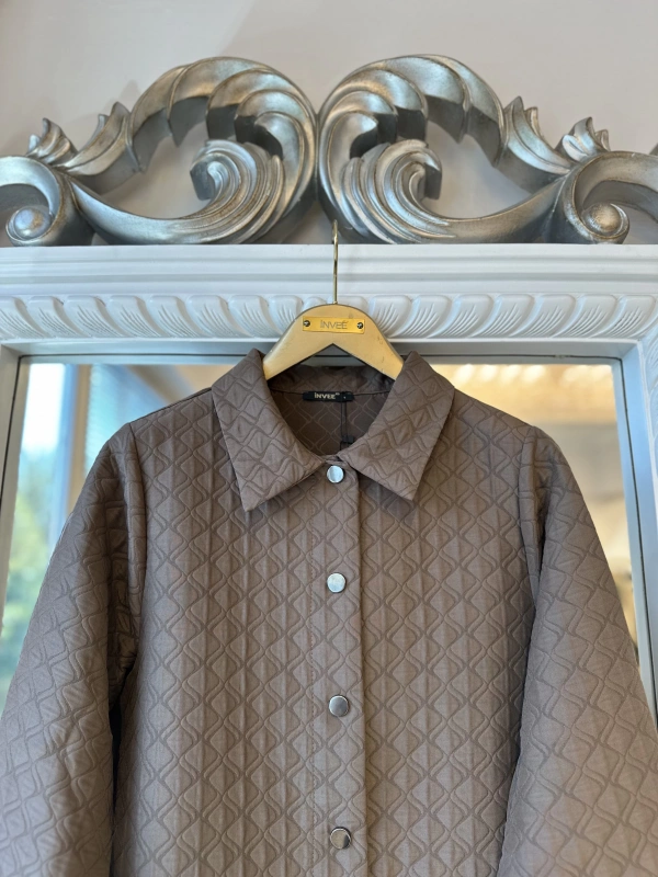 İNVEE Başak Desenli Kapitone Ceket - Tarçın