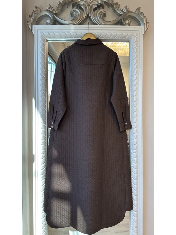 İNVEE Desenli Çıtçıt Kapamalı Kapitone Kap - Kahverengi