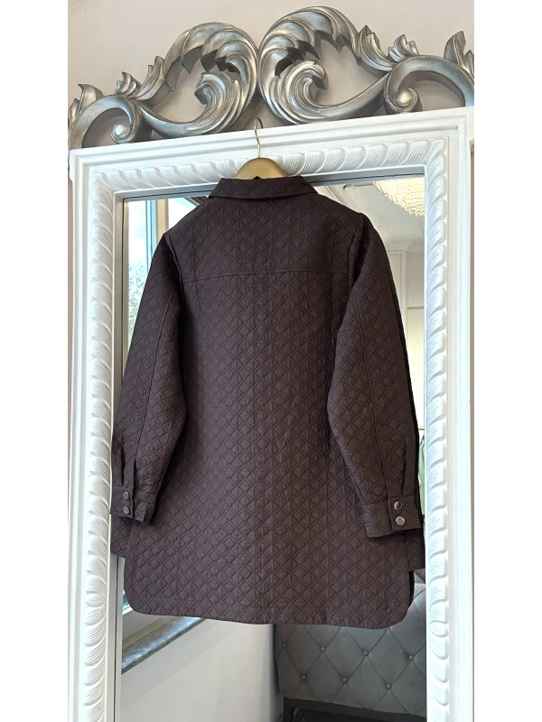 İNVEE Çıtçıt Kapamalı Kısa Kapitone Ceket - Koyu Kahverengi