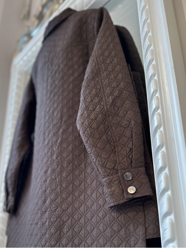 İNVEE Çıtçıt Kapamalı Kısa Kapitone Ceket - Koyu Kahverengi