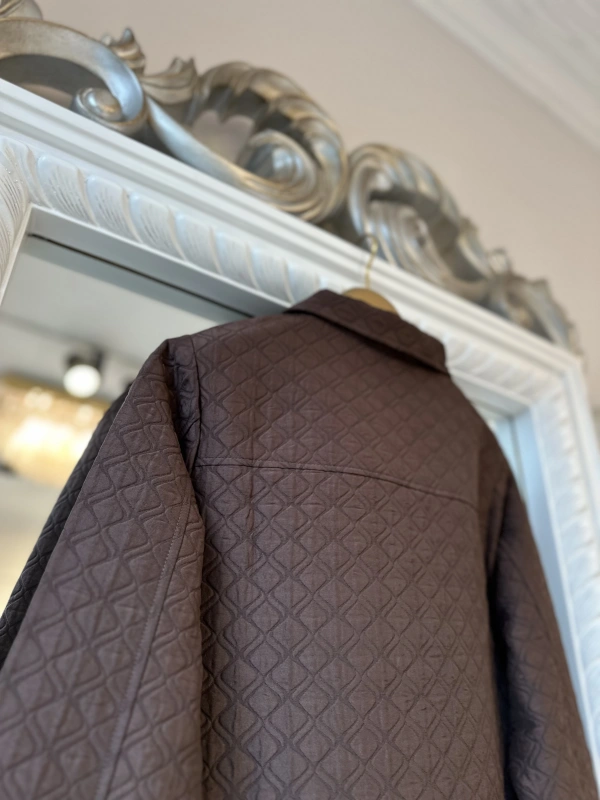 İNVEE Çıtçıt Kapamalı Kısa Kapitone Ceket - Koyu Kahverengi