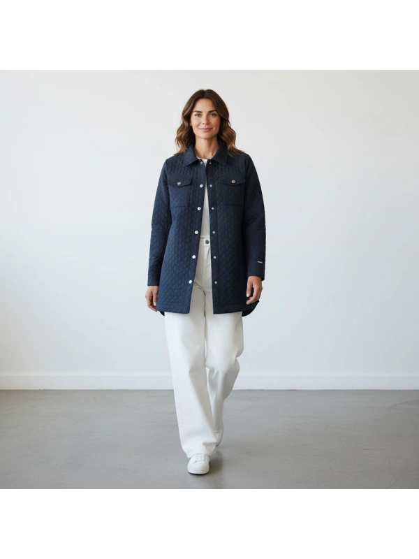 İNVEE Çıtçıt Kapamalı Kısa Kapitone Ceket - Lacivert