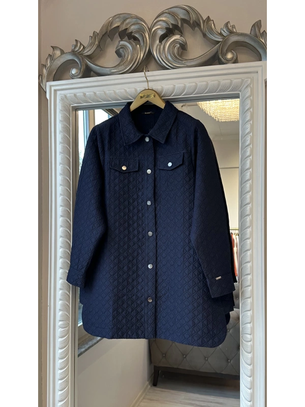 İNVEE Çıtçıt Kapamalı Kısa Kapitone Ceket - Lacivert