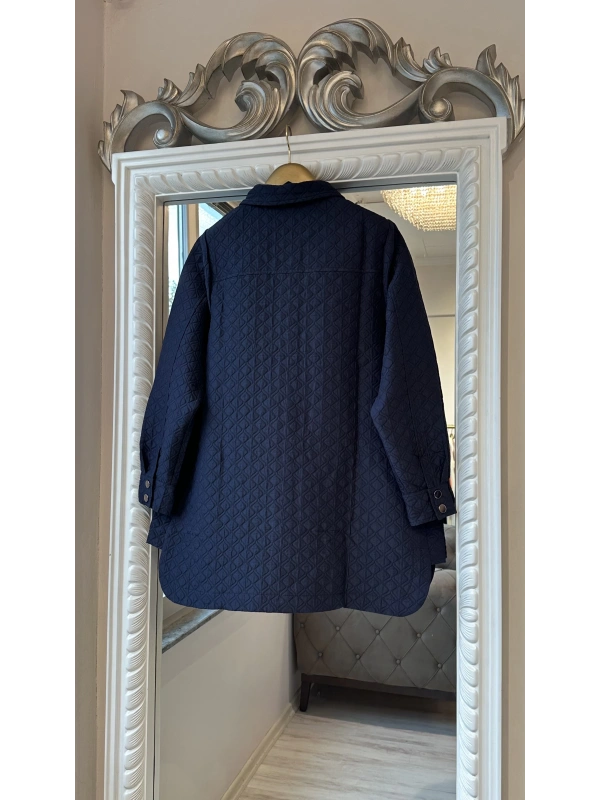 İNVEE Çıtçıt Kapamalı Kısa Kapitone Ceket - Lacivert