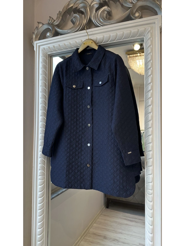 İNVEE Çıtçıt Kapamalı Kısa Kapitone Ceket - Lacivert