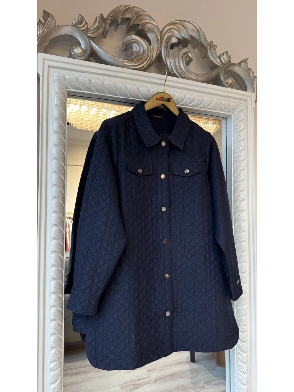 İNVEE Çıtçıt Kapamalı Kısa Kapitone Ceket - Lacivert