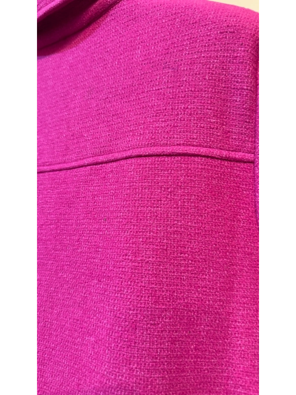 İNVEE Çıtçıt Kapamalı Mevsimilik Uzun Ceket - Fuşya