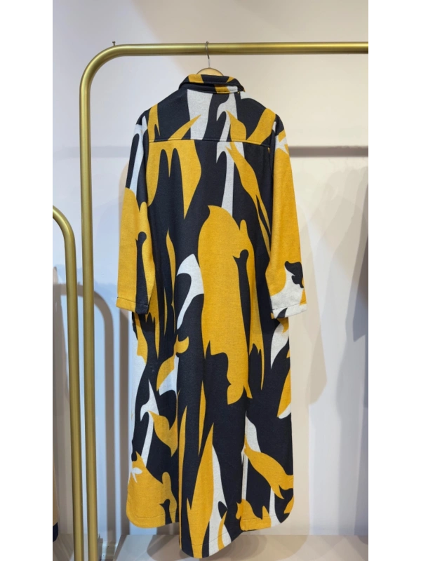 İNVEE Çıtçıt Kapamalı Mevsimilik Uzun Pardesü - Sarı