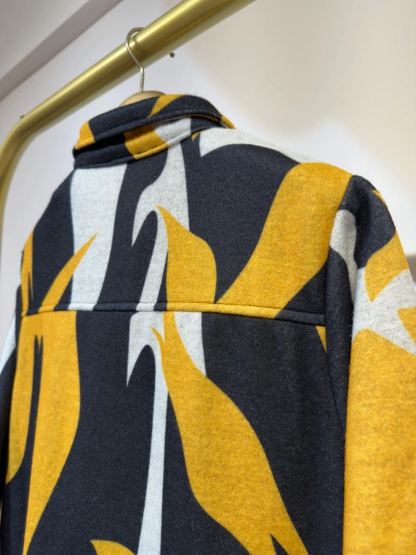 İNVEE Çıtçıt Kapamalı Mevsimilik Uzun Pardesü - Sarı