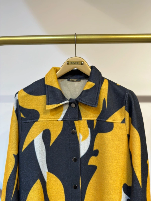 İNVEE Çıtçıt Kapamalı Mevsimilik Uzun Pardesü - Sarı