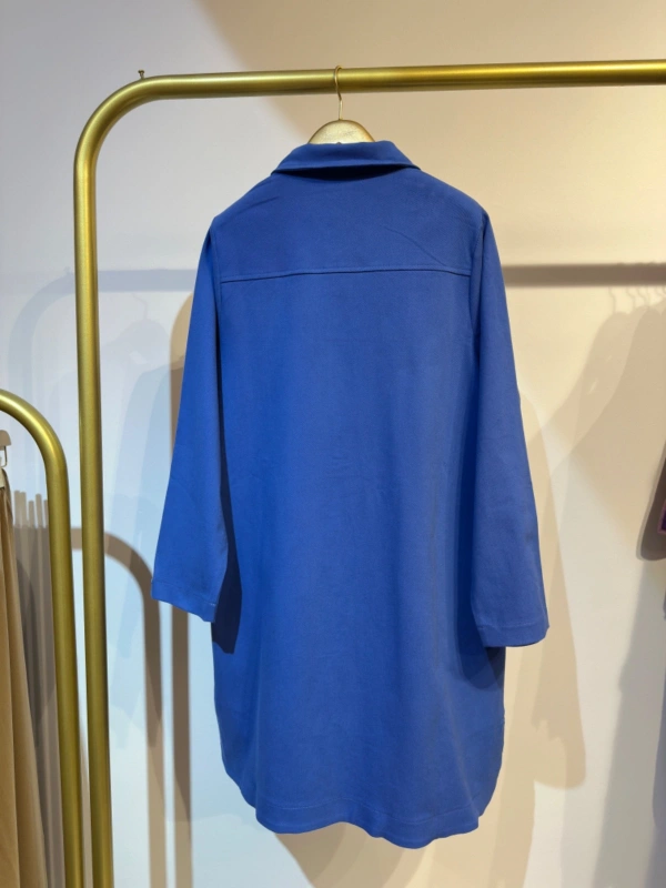 İNVEE Çıtçıt Kapamalı Mevsimilik Uzun Ceket - İndigo