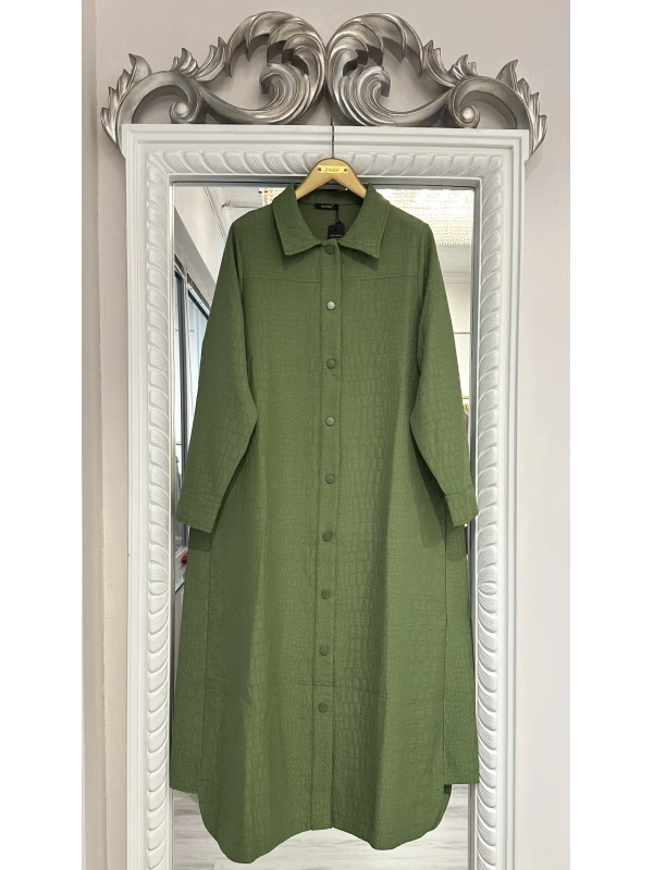 İNVEE Çıtçıt Kapamalı Kapitone Kap - Yağ Yeşili