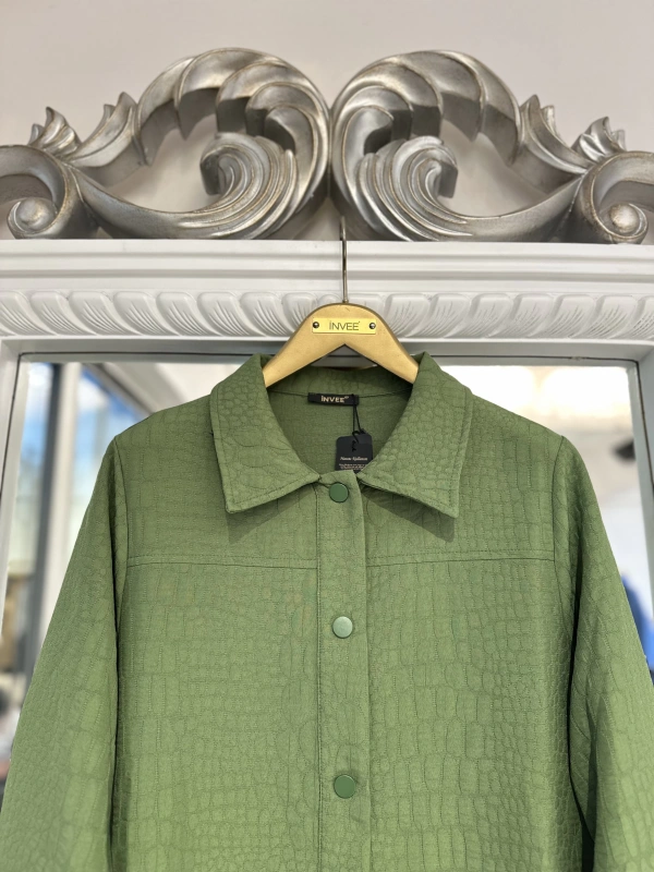 İNVEE Çıtçıt Kapamalı Kapitone Kap - Yağ Yeşili