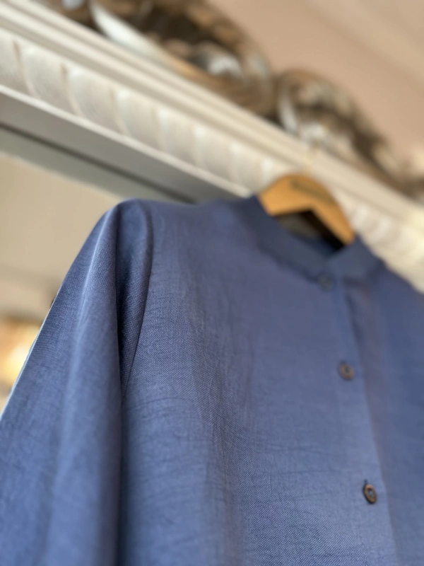 İNVEE Düğme Detaylı Geniş Gömlek - İndigo