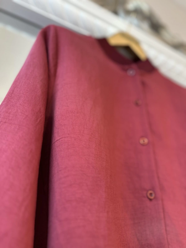 İNVEE Düğme Detaylı Geniş Gömlek - Bordo