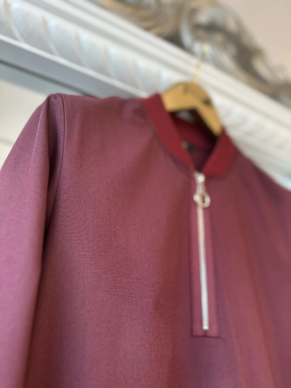 İNVEE Fermuar Detaylı Elbise - Bordo