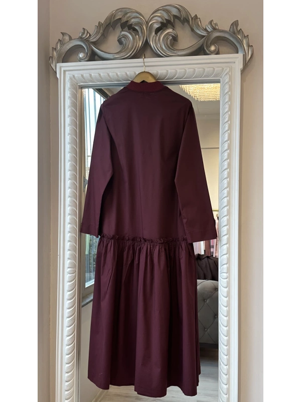 İNVEE Fermuar Detaylı Elbise - Bordo