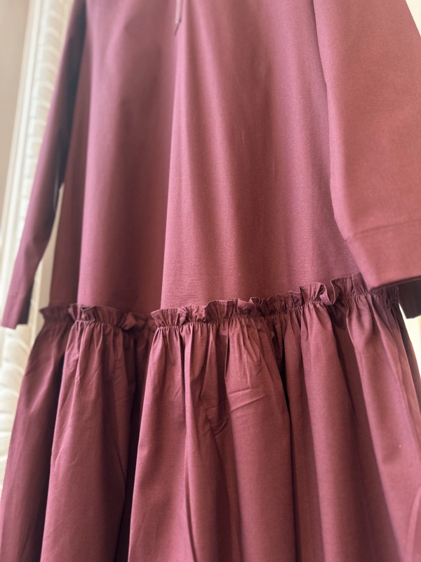 İNVEE Fermuar Detaylı Elbise - Bordo