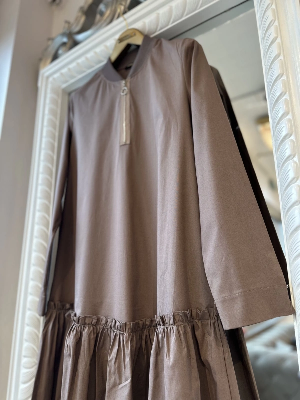 İNVEE Fermuar Detaylı Elbise - Tarçın