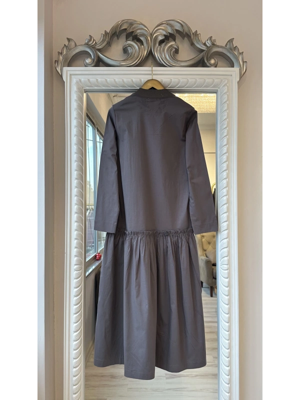 İNVEE Fermuar Detaylı Elbise - Füme