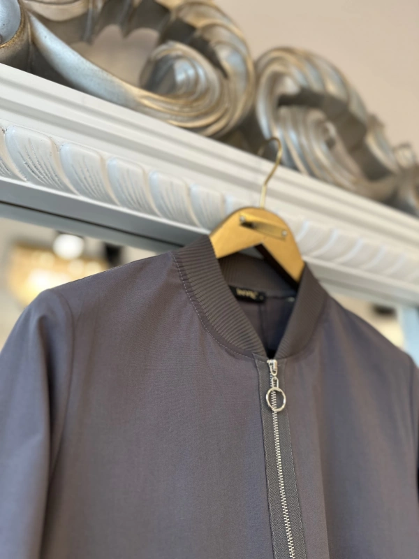 İNVEE Fermuar Detaylı Elbise - Füme