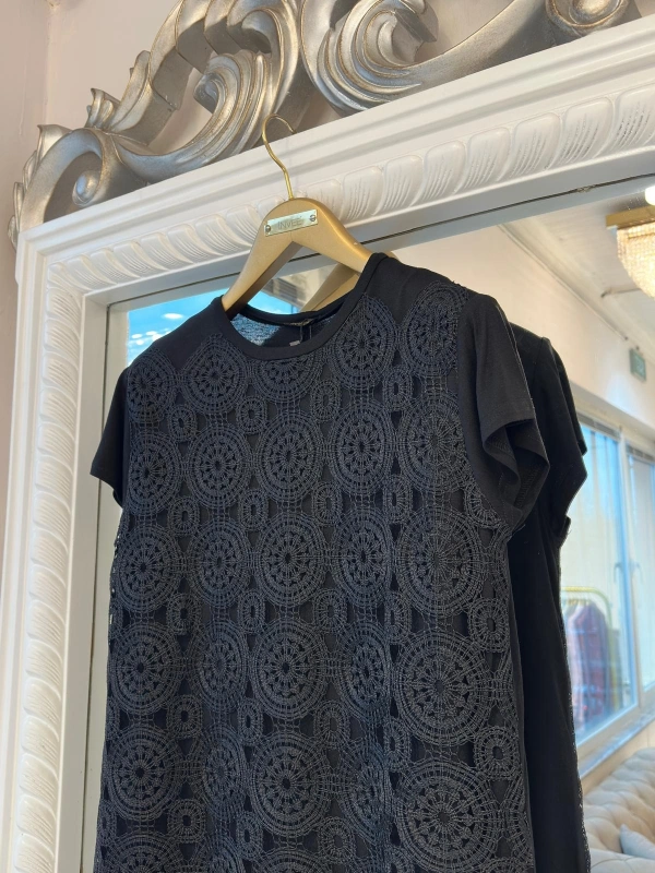 İNVEE Güpürlü İç Tunik - Siyah