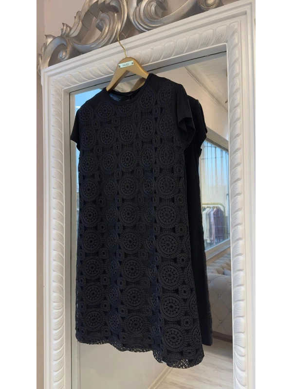 İNVEE Güpürlü İç Tunik - Siyah