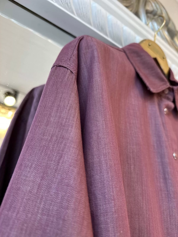 İNVEE İnce Denim Gömlek - Açık Bordo