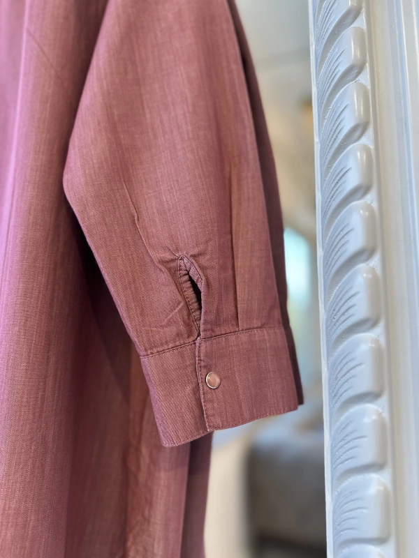 İNVEE İnce Denim Gömlek - Açık Bordo