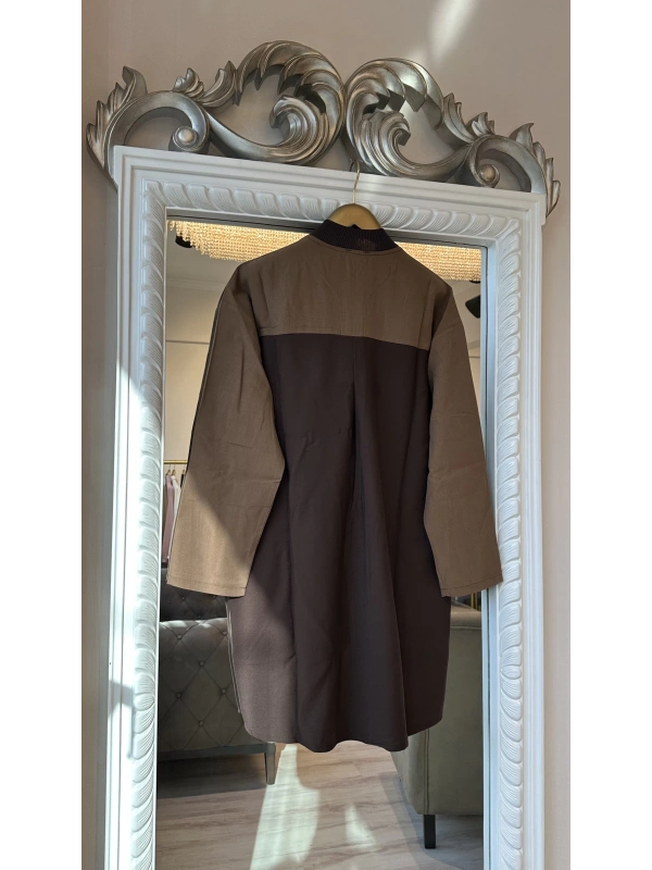 Kahverengi Renk Bloklu Gömlek