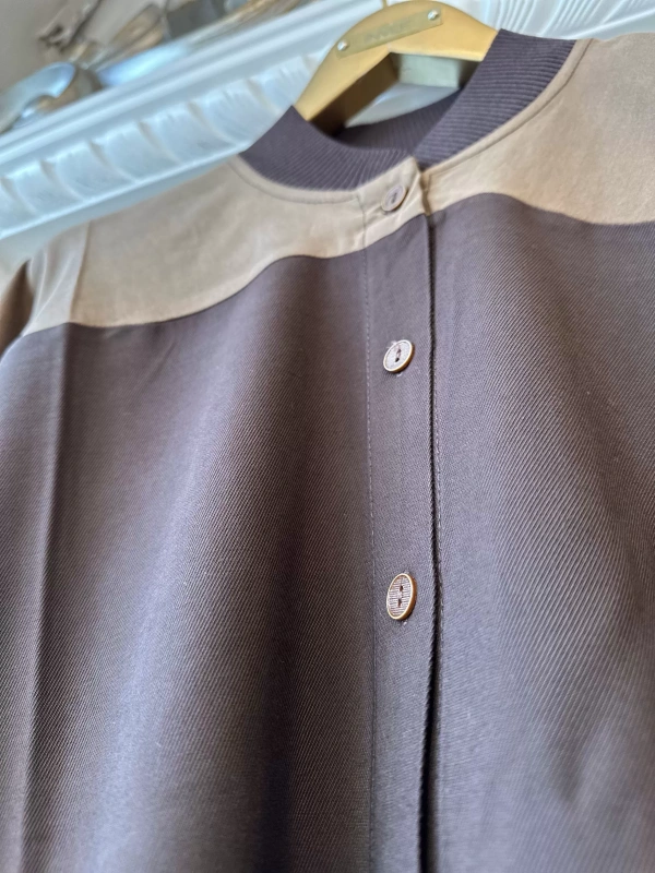 Kahverengi Renk Bloklu Gömlek