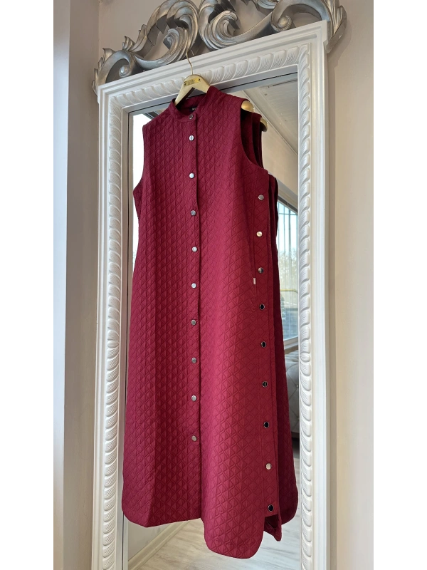 İNVEE Kapitone Uzun Yelek - Bordo