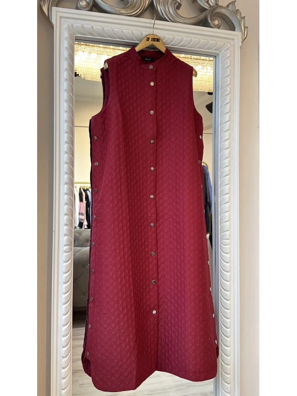 İNVEE Kapitone Uzun Yelek - Bordo