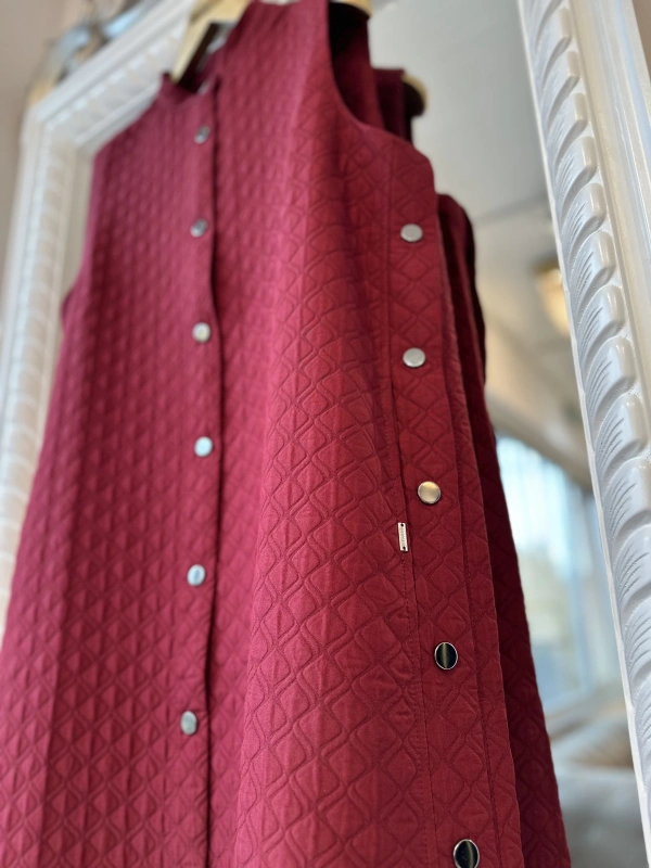 İNVEE Kapitone Uzun Yelek - Bordo