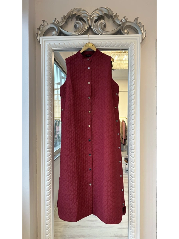 İNVEE Kapitone Uzun Yelek - Bordo