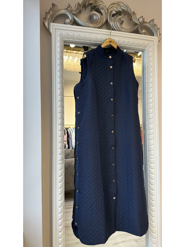 İNVEE Kapitone Uzun Yelek - Lacivert