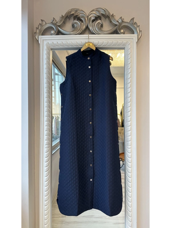 İNVEE Kapitone Uzun Yelek - Lacivert