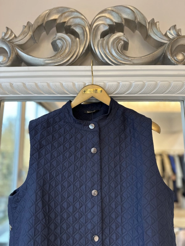 İNVEE Kapitone Uzun Yelek - Lacivert