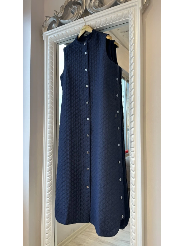 İNVEE Kapitone Uzun Yelek - Lacivert