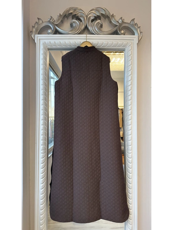 İNVEE Kapitone Uzun Yelek - Kahverengi