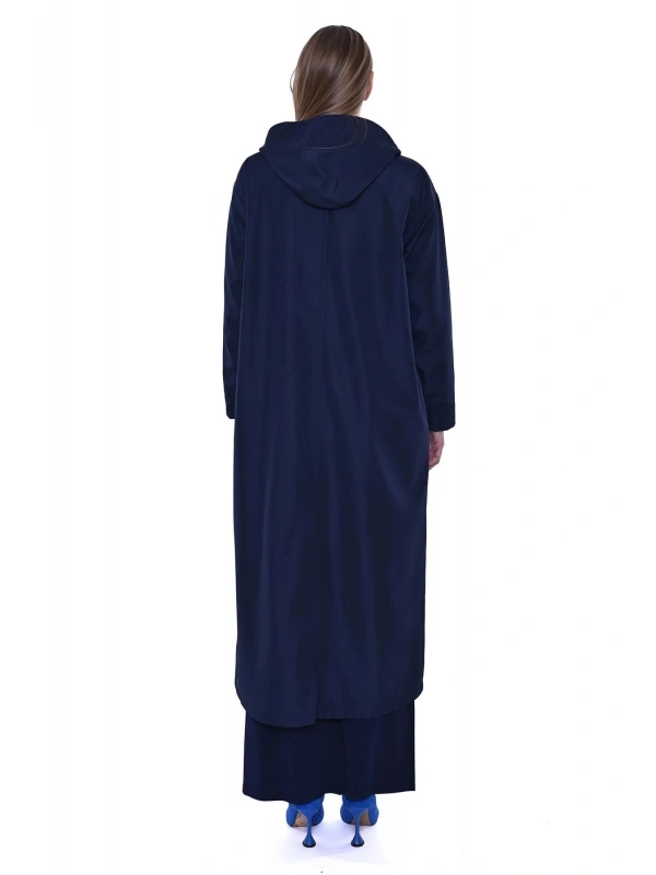İNVEE Kapüşonlu Uzun Yağmurluk - Lacivert