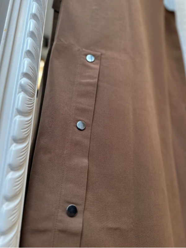 İNVEE Kapüşonlu Uzun Yelek - Kahverengi