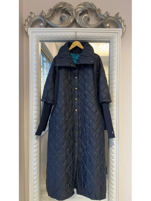 İNVEE NE Logolu Kapitone Mont - Lacivert