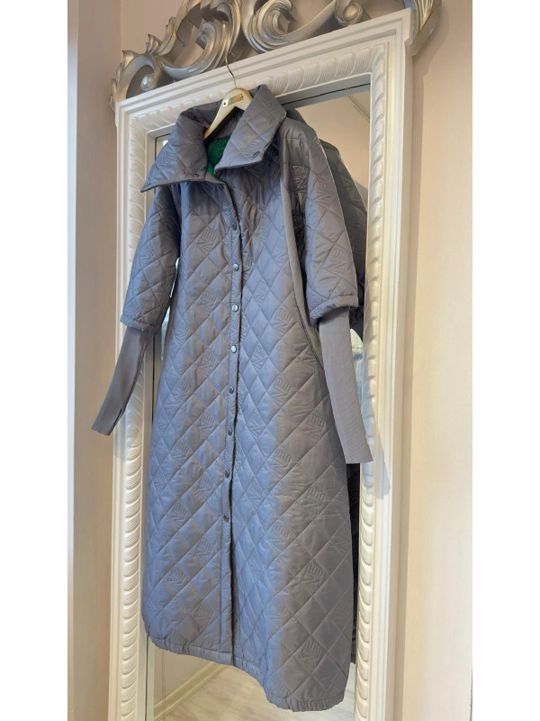 İNVEE NE Logolu Kapitone Mont - Gri