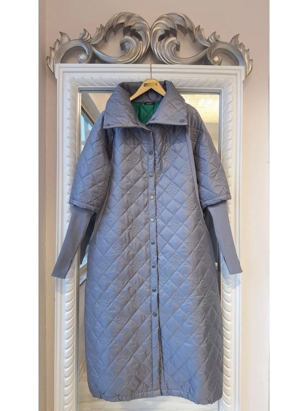 İNVEE NE Logolu Kapitone Mont - Gri