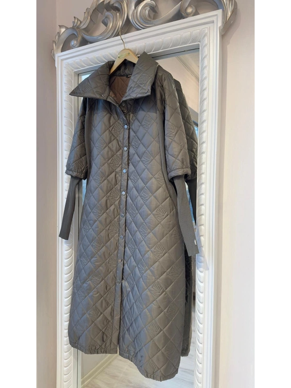 İNVEE NE Logolu Kapitone Mont - Haki