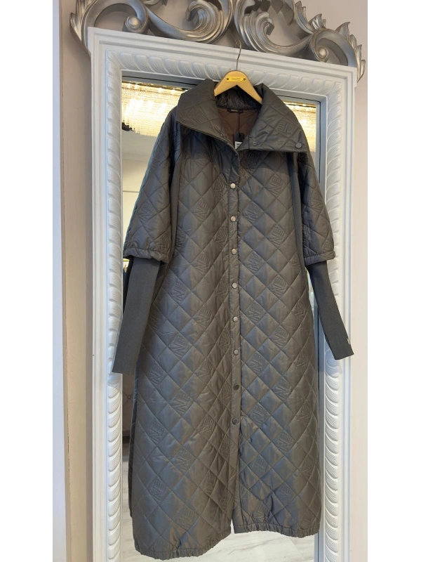 İNVEE NE Logolu Kapitone Mont - Haki