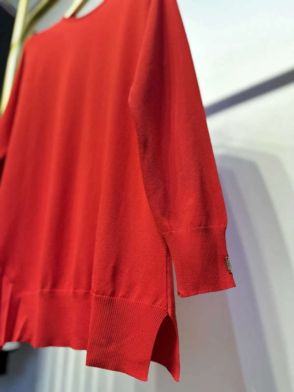 İNVEE Plise Detaylı Triko Tunik - Kırmızı